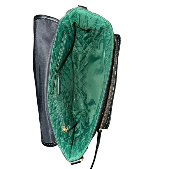 Tory Burch Perry Nylon Crossbody Shoulder Bag Black Strap Green Interior - Picture 10 of 16